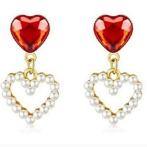 Valentine's Day Heart Hoops Dangle Earrings
